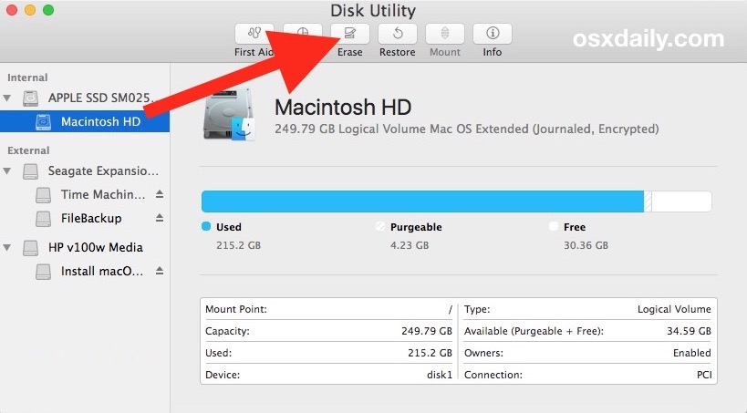 format mac hd for os install